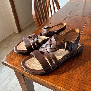 BOC Born Of Concept Slingback Flat Sandals Women's 8W Brown Faux Leather